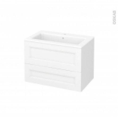 Meuble De Salle De Bains Plan Vasque Naja Static Blanc 2 Tiroirs Cotes Decors L805 X H585 X P505 Cm
