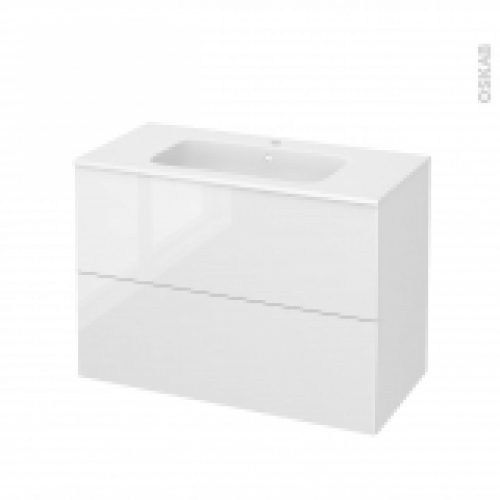 Meuble De Salle De Bains Plan Vasque Rezo Bora Blanc 2 Tiroirs Cotes Decors L1005 X H715 X P505 Cm