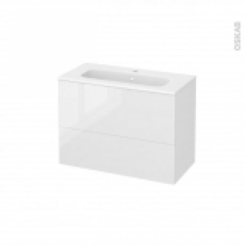 Meuble De Salle De Bains Plan Vasque Rezo Bora Blanc 2 Tiroirs Cotes Decors L805 X H585 X P405 Cm