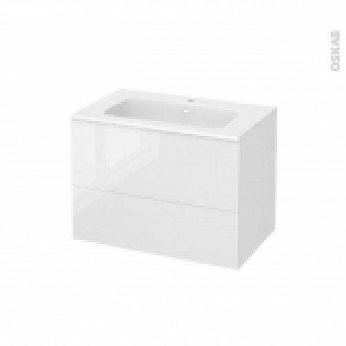 Meuble De Salle De Bains Plan Vasque Rezo Bora Blanc 2 Tiroirs Cotes Decors L805 X H585 X P505 Cm
