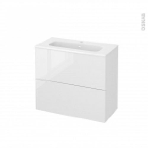 Meuble De Salle De Bains Plan Vasque Rezo Bora Blanc 2 Tiroirs Cotes Decors L805 X H715 X P405 Cm