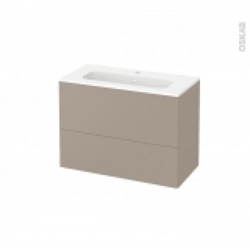 Meuble De Salle De Bains Plan Vasque Rezo Ginko Taupe 2 Tiroirs Cotes Decors L805 X H585 X P405 Cm