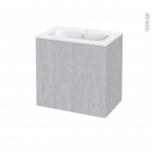 Meuble De Salle De Bains Plan Vasque Rezo Hoda Beton 1 Porte Cotes Decors L605 X H585 X P405 Cm