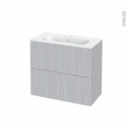 Meuble De Salle De Bains Plan Vasque Rezo Hoda Beton 2 Tiroirs Cotes Decors L805 X H715 X P405 Cm