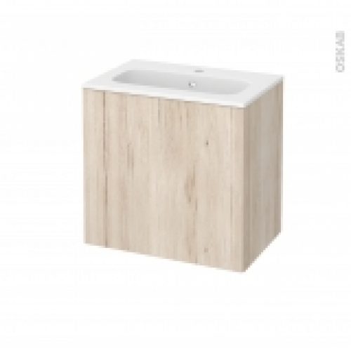 Meuble De Salle De Bains Plan Vasque Rezo Ikoro Chene Clair 1 Porte Cotes Decors L605 X H585 X P405 Cm