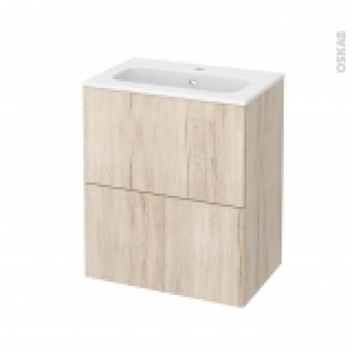 Meuble De Salle De Bains Plan Vasque Rezo Ikoro Chene Clair 2 Tiroirs Cotes Decors L605 X H715 X P405 Cm