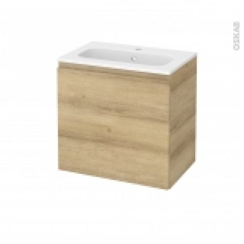 Meuble De Salle De Bains Plan Vasque Rezo Ipoma Chene Naturel 1 Porte Cotes Decors L605 X H585 X P405 Cm