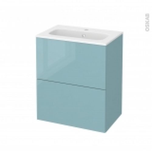 Meuble De Salle De Bains Plan Vasque Rezo Keria Bleu 2 Tiroirs Cotes Decors L605 X H715 X P405 Cm
