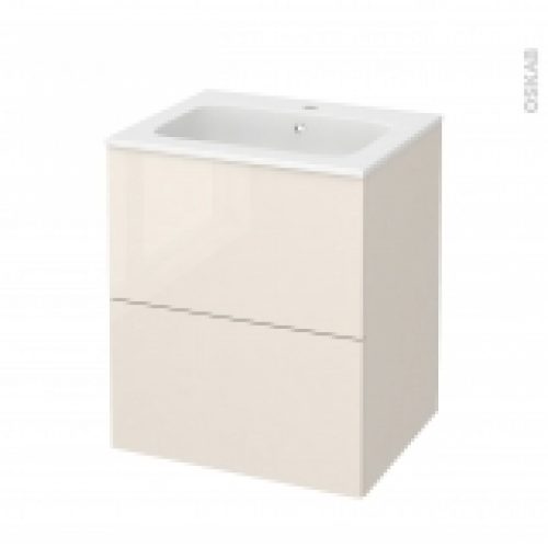 Meuble De Salle De Bains Plan Vasque Rezo Keria Ivoire 2 Tiroirs Cotes Decors L605 X H715 X P505 Cm