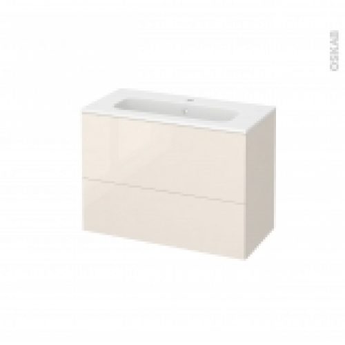 Meuble De Salle De Bains Plan Vasque Rezo Keria Ivoire 2 Tiroirs Cotes Decors L805 X H585 X P405 Cm