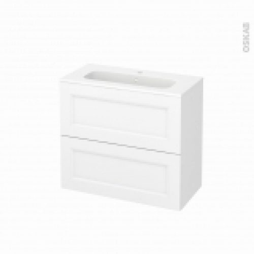 Meuble De Salle De Bains Plan Vasque Rezo Static Blanc 2 Tiroirs Cotes Decors L805 X H715 X P405 Cm