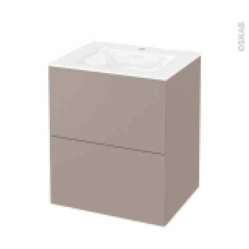 Meuble De Salle De Bains Plan Vasque Vala Ginko Taupe 2 Tiroirs Cotes Decors L605 X H712 X P505 Cm