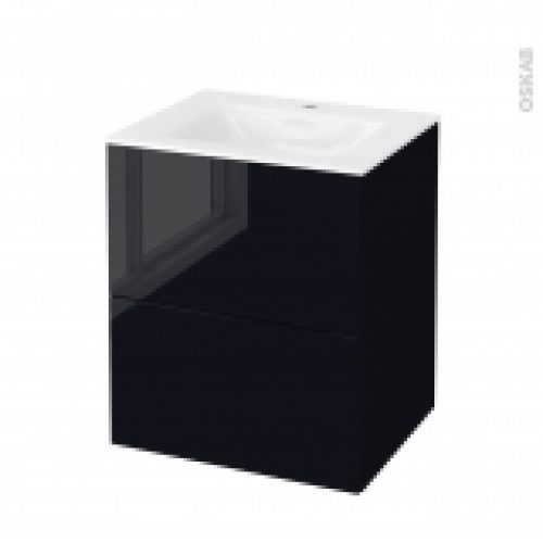 Meuble De Salle De Bains Plan Vasque Vala Keria Noir 2 Tiroirs Cotes Decors L605 X H712 X P505 Cm