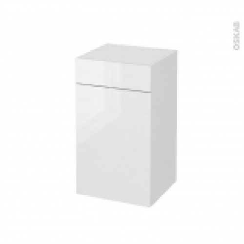 Meuble De Salle De Bains Rangement Bas Bora Blanc 1 Porte 1 Tiroir L40 X H70 X P37 Cm