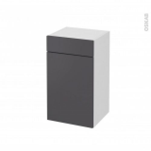 Meuble De Salle De Bains Rangement Bas Ginko Gris 1 Porte 1 Tiroir L40 X H70 X P37 Cm