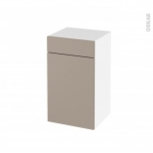 Meuble De Salle De Bains Rangement Bas Ginko Taupe 1 Porte 1 Tiroir L40 X H70 X P37 Cm
