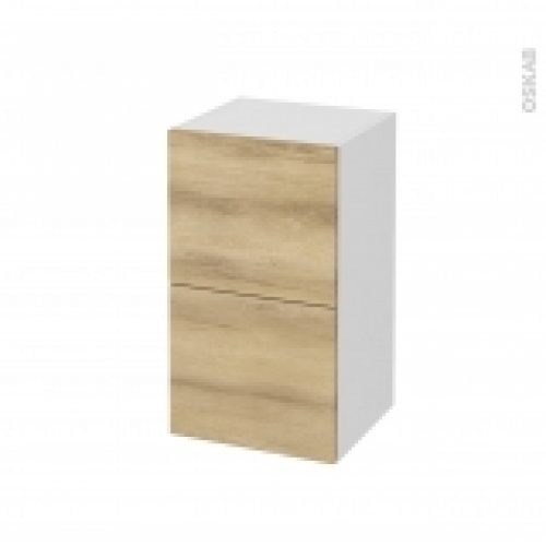 Meuble De Salle De Bains Rangement Bas Hosta Chene Naturel 2 Tiroirs 1 Tiroir A L Anglaise L40 X H70 X P37 Cm
