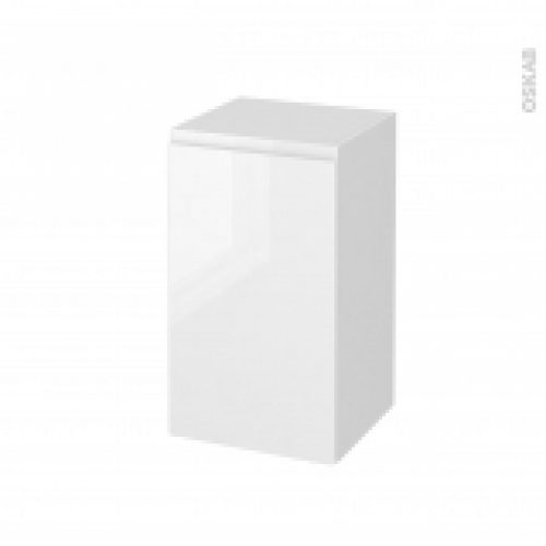 Meuble De Salle De Bains Rangement Bas Ipoma Blanc Brillant 1 Porte L40 X H70 X P37 Cm