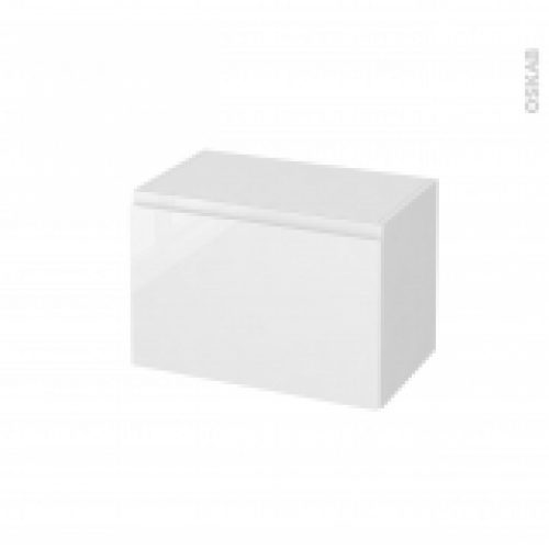 Meuble De Salle De Bains Rangement Bas Ipoma Blanc Brillant 1 Tiroir L60 X H41 X P37 Cm