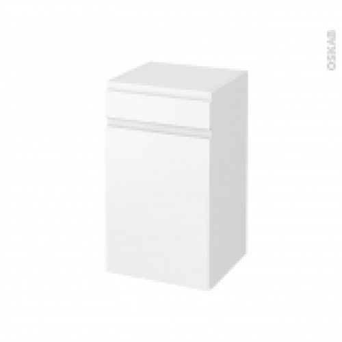 Meuble De Salle De Bains Rangement Bas Ipoma Blanc Mat 1 Porte 1 Tiroir L40 X H70 X P37 Cm