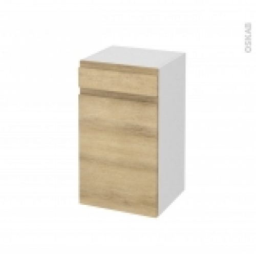 Meuble De Salle De Bains Rangement Bas Ipoma Chene Naturel 1 Porte 1 Tiroir L40 X H70 X P37 Cm