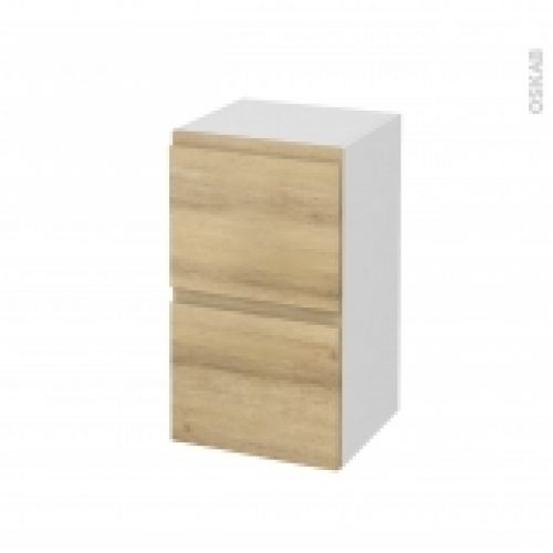 Meuble De Salle De Bains Rangement Bas Ipoma Chene Naturel 2 Tiroirs L40 X H70 X P37 Cm
