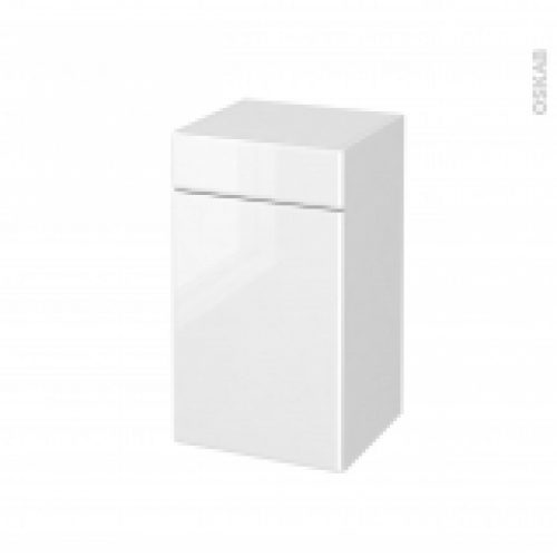 Meuble De Salle De Bains Rangement Bas Iris Blanc 1 Porte 1 Tiroir L40 X H70 X P37 Cm