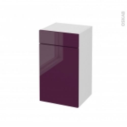 Meuble De Salle De Bains Rangement Bas Keria Aubergine 1 Porte 1 Tiroir L40 X H70 X P37 Cm