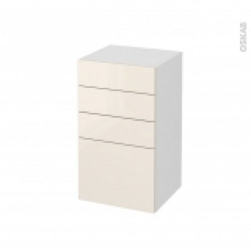 Meuble De Salle De Bains Rangement Bas Keria Ivoire 4 Tiroirs L40 X H70 X P37 Cm