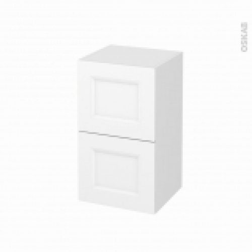 Meuble De Salle De Bains Rangement Bas Static Blanc 2 Tiroirs 1 Tiroir A L Anglaise L40 X H70 X P37 Cm