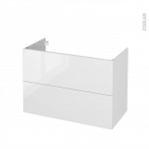 Meuble De Salle De Bains Sous Vasque Bora Blanc 2 Tiroirs Cotes Decors L100 X H70 X P50 Cm