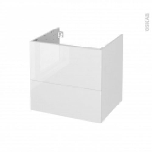 Meuble De Salle De Bains Sous Vasque Bora Blanc 2 Tiroirs Cotes Decors L60 X H57 X P50 Cm