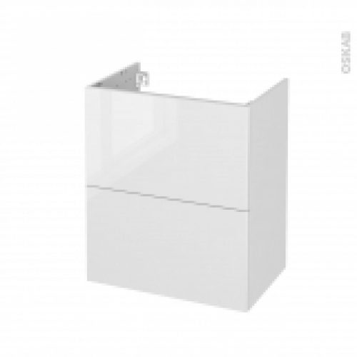 Meuble De Salle De Bains Sous Vasque Bora Blanc 2 Tiroirs Cotes Decors L60 X H70 X P40 Cm