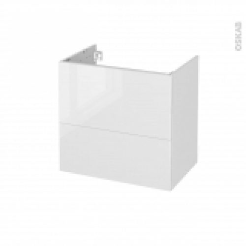 Meuble De Salle De Bains Sous Vasque Bora Blanc 2 Tiroirs Cotes Decors L60 X H57 X P40 Cm