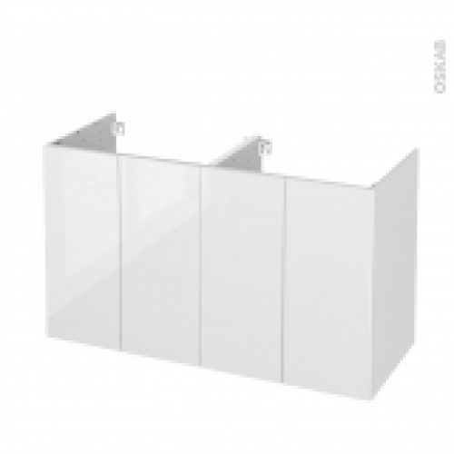 Meuble De Salle De Bains Sous Vasque Double Bora Blanc 4 Portes Cotes Decors L120 X H70 X P50 Cm