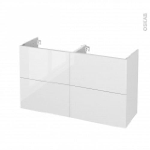 Meuble De Salle De Bains Sous Vasque Double Bora Blanc 4 Tiroirs Cotes Decors L120 X H70 X P40 Cm