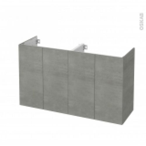 Meuble De Salle De Bains Sous Vasque Double Fakto Beton 4 Portes Cotes Decors L120 X H70 X P40 Cm