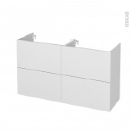 Meuble De Salle De Bains Sous Vasque Double Ginko Blanc 4 Tiroirs Cotes Decors L120 X H70 X P40 Cm