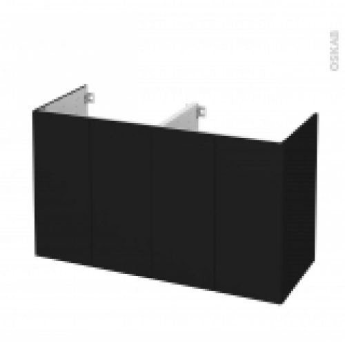 Meuble De Salle De Bains Sous Vasque Double Ginko Noir 4 Portes Cotes Decors L120 X H70 X P50 Cm