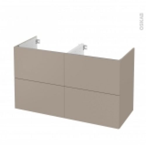 Meuble De Salle De Bains Sous Vasque Double Ginko Taupe 4 Tiroirs Cotes Decors L120 X H70 X P50 Cm