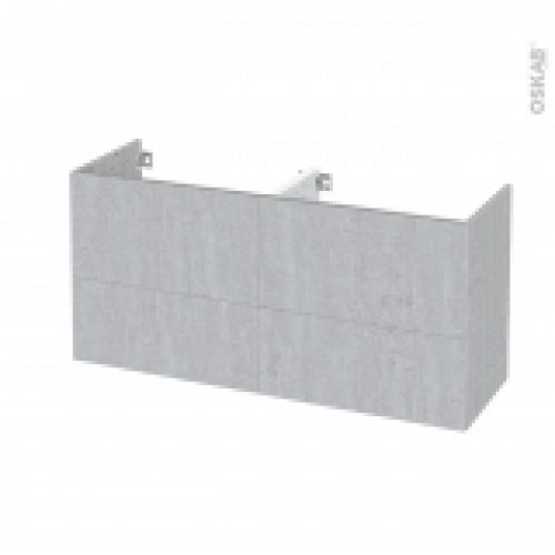 Meuble De Salle De Bains Sous Vasque Double Hoda Beton 4 Tiroirs Cotes Decors L120 X H57 X P40 Cm