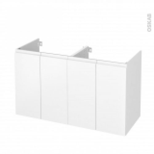 Meuble De Salle De Bains Sous Vasque Double Ipoma Blanc Mat 4 Portes Cotes Decors L120 X H70 X P50 Cm