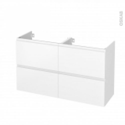 Meuble De Salle De Bains Sous Vasque Double Ipoma Blanc Mat 4 Tiroirs Cotes Decors L120 X H70 X P40 Cm