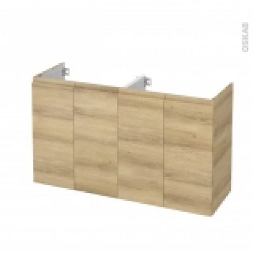Meuble De Salle De Bains Sous Vasque Double Ipoma Chene Naturel 4 Portes Cotes Decors L120 X H70 X P40 Cm