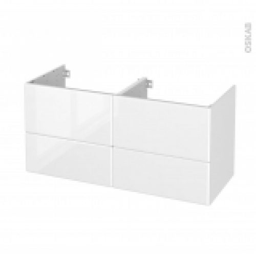 Meuble De Salle De Bains Sous Vasque Double Iris Blanc 4 Tiroirs Cotes Decors L120 X H57 X P50 Cm