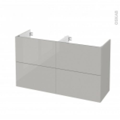 Meuble De Salle De Bains Sous Vasque Double Ivia Gris 4 Tiroirs Cotes Decors L120 X H70 X P40 Cm