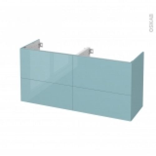 Meuble De Salle De Bains Sous Vasque Double Keria Bleu 4 Tiroirs Cotes Decors L120 X H57 X P40 Cm