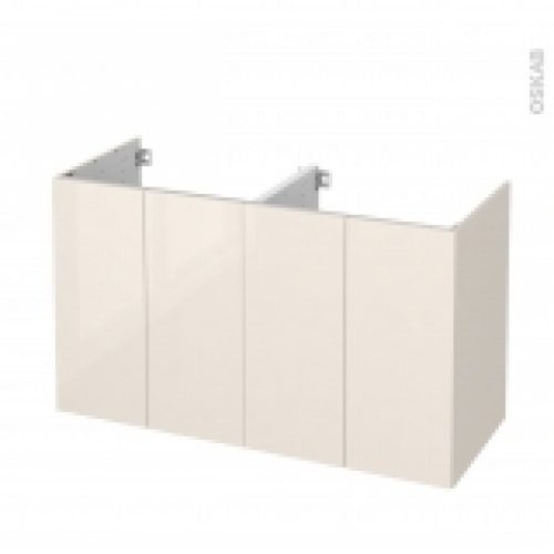 Meuble De Salle De Bains Sous Vasque Double Keria Ivoire 4 Portes Cotes Decors L120 X H70 X P50 Cm