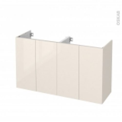 Meuble De Salle De Bains Sous Vasque Double Keria Ivoire 4 Portes Cotes Decors L120 X H70 X P40 Cm