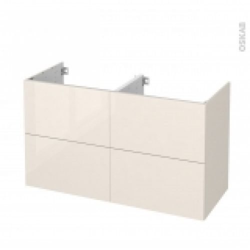 Meuble De Salle De Bains Sous Vasque Double Keria Ivoire 4 Tiroirs Cotes Decors L120 X H70 X P50 Cm
